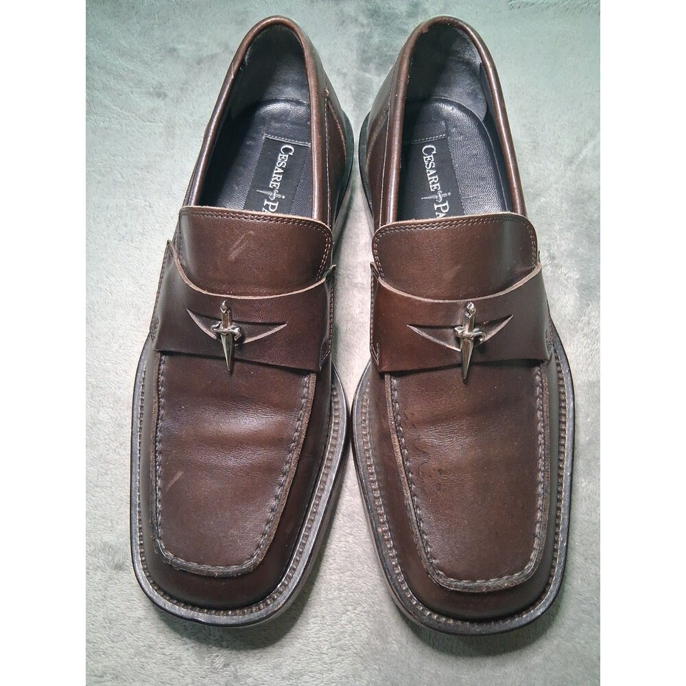 Cesare Paciotti Men's Leather Penny Loafers Size 9 Brown